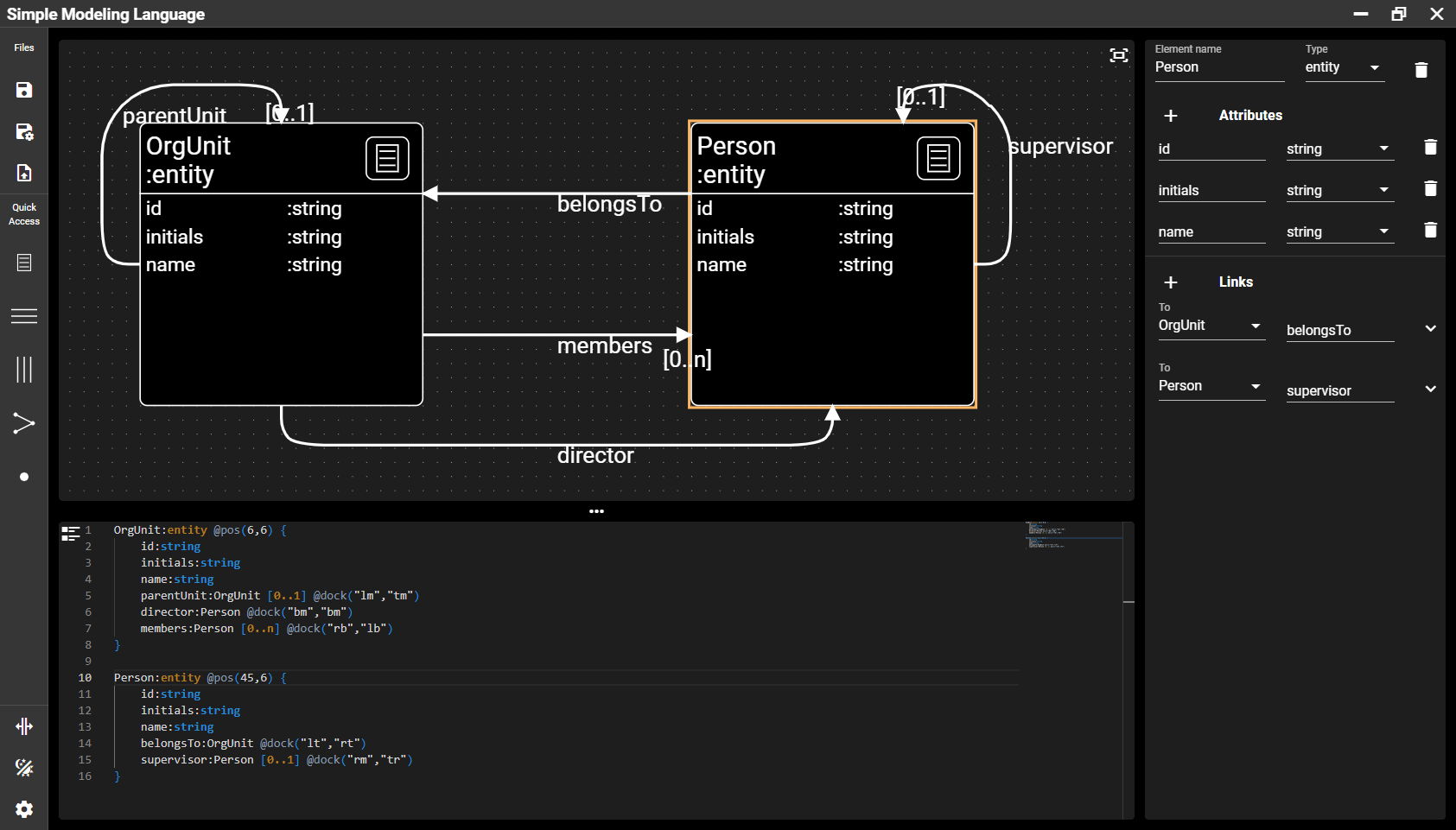 Simple Modeling Language Editor